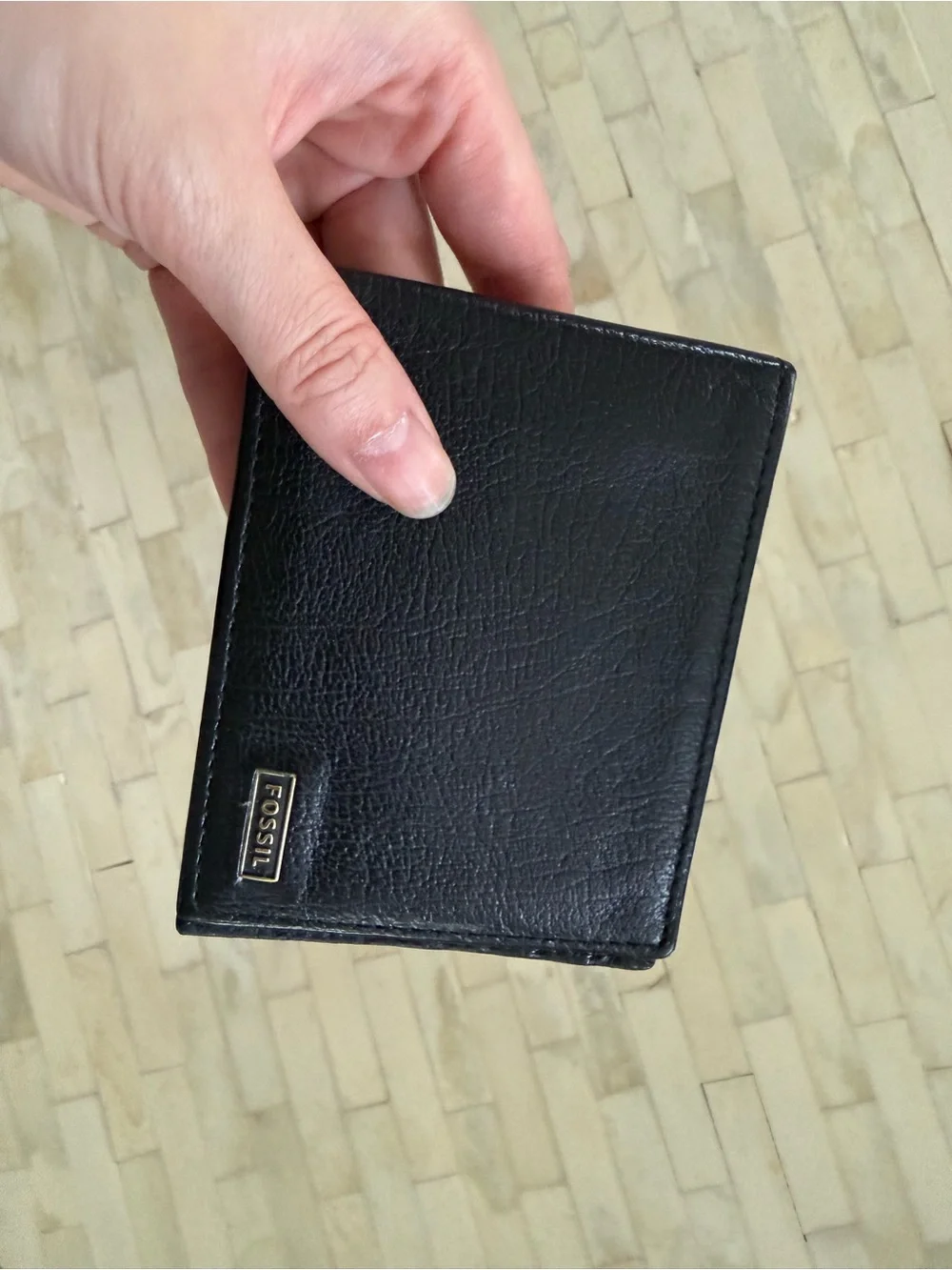 Fossil Black Leather Bifold Card Wallet